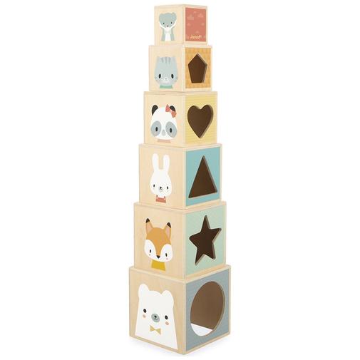 Janod - Cubes à empiler Pure (6 pièces)