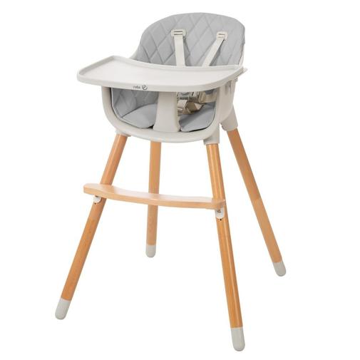 Roba - Chaise haute bébé avec coussin d'assise en bois et plastique gris