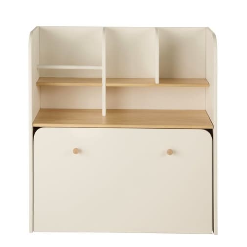 Maisons du Monde - Bureau bibliothèque enfant combiné écru à roulettes