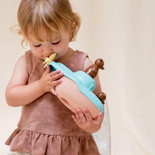 Le Jouet Simple - Jouet de bain made in france en matière recyclée sous-marin de petit ours brun