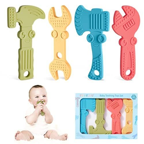 TYRY.HU - Anneau Dentition Bebe Jouet Dentition pour Bébé 3 6 Mois en Silicone sans BPA de Qualité Alimentaire pour Garçons et Filles(A)