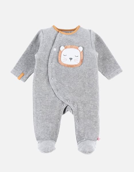 Noukies - Pyjama 1-pièce babou en velours gris - Noukies