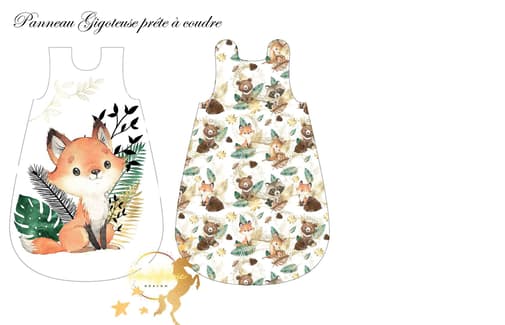 Familyfabric - Panneau Gigoteuse Prête à coudre Gold Vert Renard
