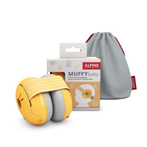 Alpine - Alpine Muffy Baby Casque Anti Bruit Bébé : Protection Auditive Pour Bébés et Tout-Petits Jusqu'à 36 Mois - Certifié CE - Améliore le Sommeil Pendant les Déplacements - Réglable et Confortable - Jaune