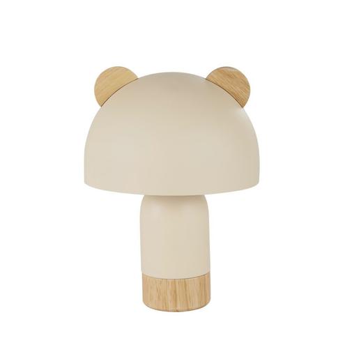 Maisons du Monde - Mini lampe à poser acier beige avec oreilles en bois d'hévéa