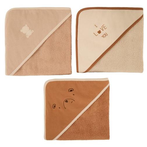Prémaman - Lot de 3 capes de bain en éponge beige/marron - Beige