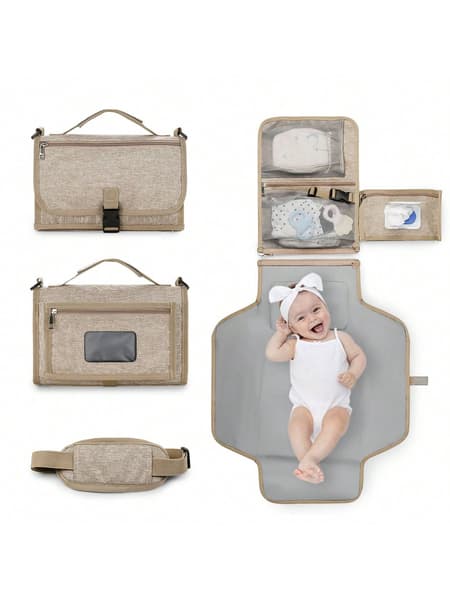 api-shein.shein.com - Matelas à langer bébé portable - Tapis à langer portable doux et confortable avec poche pour lingettes humides - Imperméable, tapis de change de voyage facile à nettoyer, essentiel pour les nouveau-nés