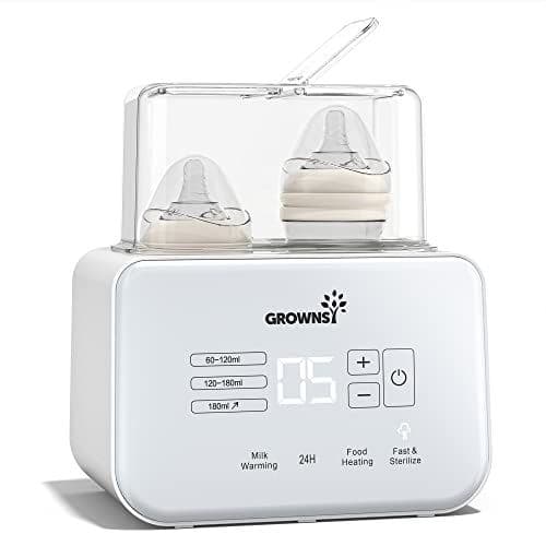 GROWNSY - Chauffe Biberon,Stérilisateur Biberons 8-En-1Réchauffeur Rapide Pour Aliments Pour BébéS et Dégivrage Réchauffeur Sans Bpa Avec écran Lcd ContrôLe Précis De La Température (Blanccrème)