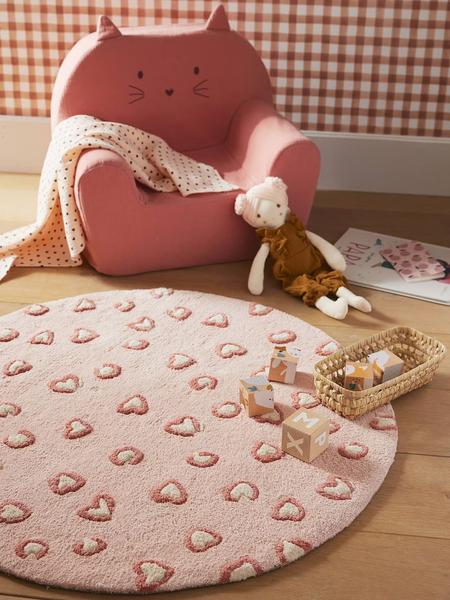 Vertbaudet - Tapis rond léopard LOVELY LÉO rose