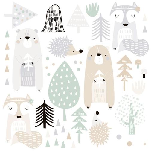 Decochic - Stickers mureaux en vinyle animaux de la forêt verte