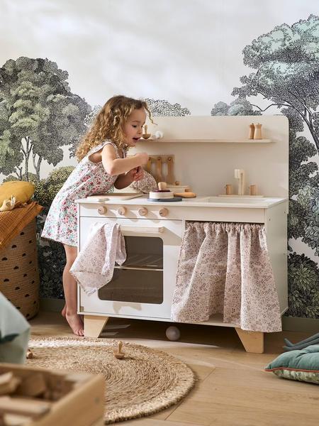 Vertbaudet - Cuisine en bois FSC® équipée avec rideau multicolore