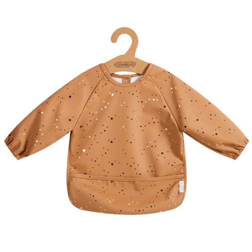 Combelle - Bavoir tablier en gomme avec poche Douce Hirondelle camel - Marron