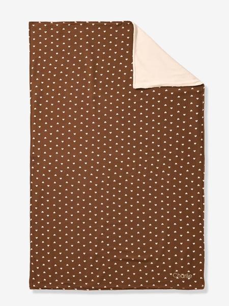 Vertbaudet - Couverture en gaze de coton et sherpa chocolat