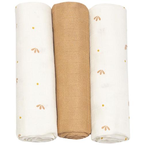 Trois Kilos Sept - Lot de 3 langes en mousseline Gatsby écru (70 x 70 cm)
