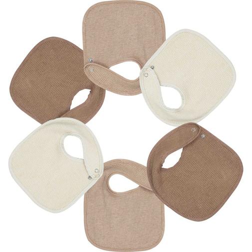 Trois Kilos Sept - Lot de 6 bavoirs de naissance Nid d'abeille Beige-Choco