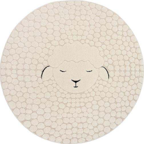The carpet - Tapis chambre enfant design mouton, crème, 120 cm, rond