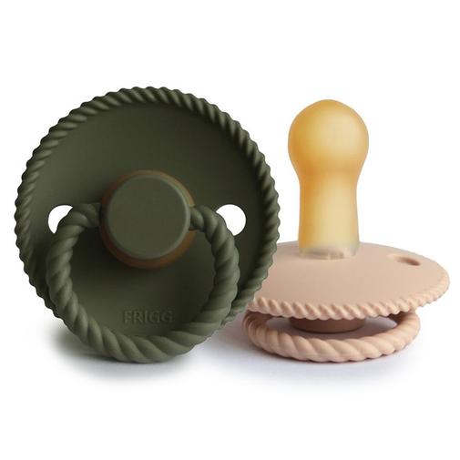 Frigg - Lot de 2 sucettes Rope latex T2 - Croissant/Olive - Vert
