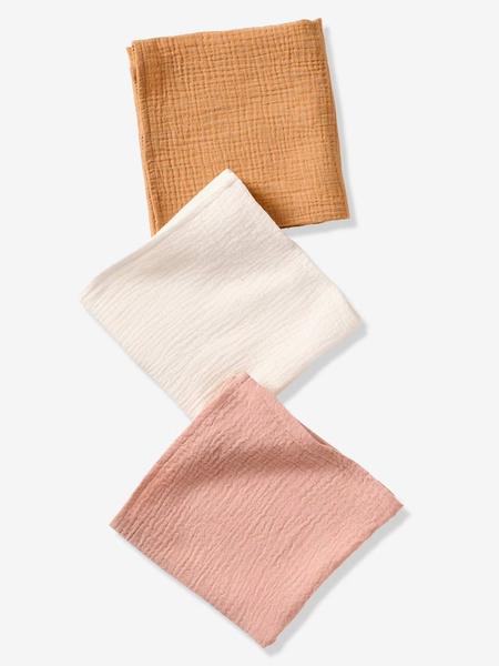 Vertbaudet - Lot de 3 langes unis en gaze de coton Bio* lot rose