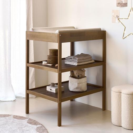 Petite Amélie - Petite Amélie Table à langer | Bois de hêtre massif | Cocoa | Jusqu'à 12 mois | Charge maximale 11 kg | Structure stable et solide résistante