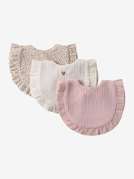 Vertbaudet - Lot 3 bavoirs bohème à volants blush