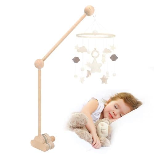 Farerkass - Farerkass Support Mobile Bebe Bois, Support pour Mobile Bébé Réglable en Hauteur, Idéal pour Lit de Bébé et Table à Langer, Suspension Carillons Éoliens et Décoration pour Chambre Fille et Garçon