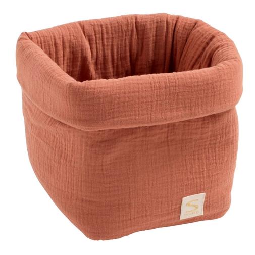 Sauthon - Panière De Rangement En Double Gaze De Coton - Uni Petale Rouge