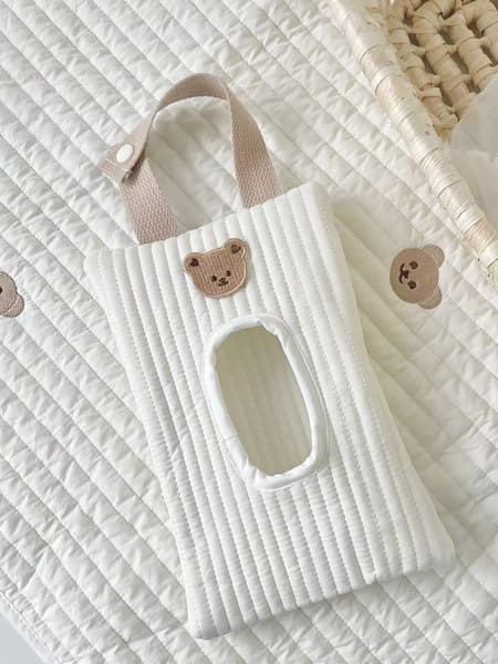 api-shein.shein.com - 1 Pièce Mignon Sac De Rangement Pour Mouchoirs De Dessin Animé Ours Blanc, Porte-tenue Portable Pour Voiture/maison