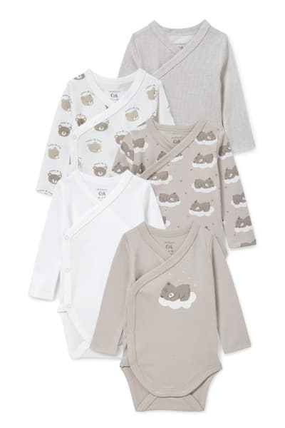 C&A Online Shop - Lot de 5 - bodys croisés pour bébé