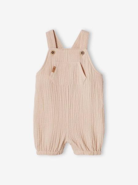 Vertbaudet - Salopette bébé naissance en gaze de coton beige