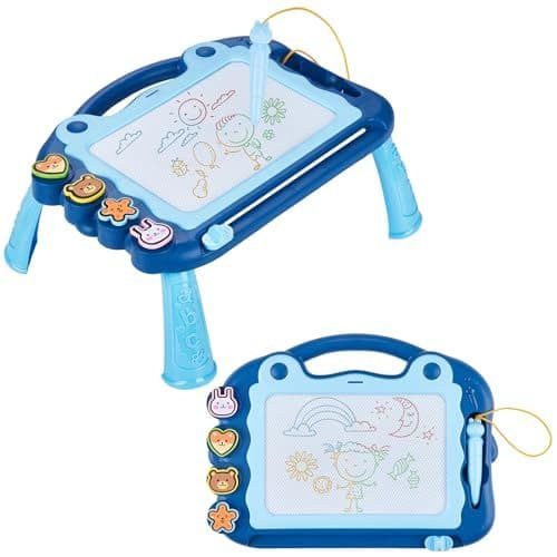 Eucomir - Eucomir Ardoise Magique Enfant,Enfant Tableau de Dessin Magnétique Effaçable à 4 couleurs, 4 Tampons Magnétiqueset 1 Stylet Capacitif,Cadeau Jouets éducatifs pour Bambin,Fille et Garcon, Bleu Ciel
