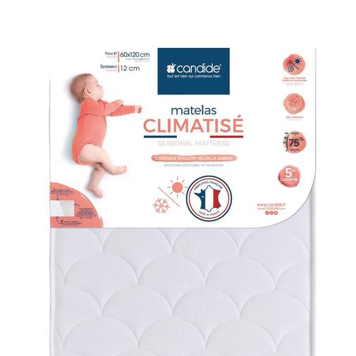 Candide - Matelas Bébé Climatisé - Face Été/face Hiver Blanc