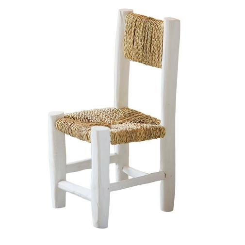 Home Maison - Chaise Enfant Bois Blanc Et Doum Blanc