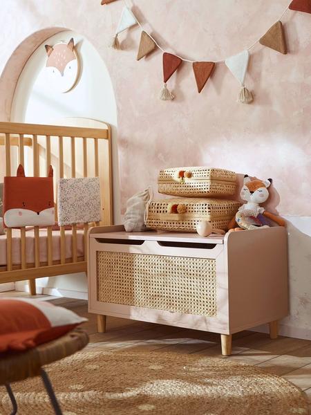Vertbaudet - Coffre à jouets cannage POÉSIE rose
