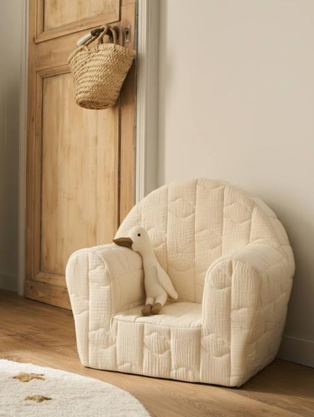 Vertbaudet - Fauteuil en mousse Nuage quilté - personnalisable écru