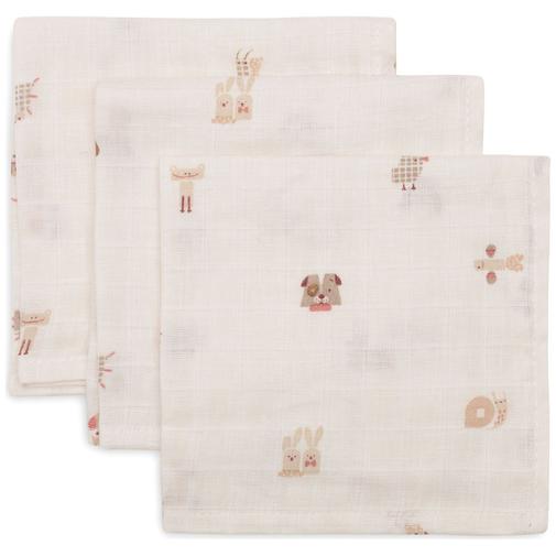 Jollein - Lot de 3 mini langes en gaze de coton Animal Friends (31 x 31 cm)