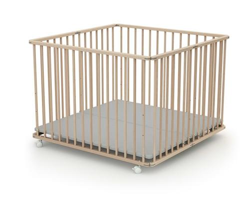 Webaby - Parc bébé pliant en bois hêtre brut 100 x 100 cm