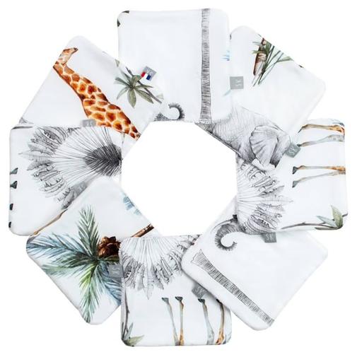 Sevira Kids - Lingettes lavables bambou lot 8 safari