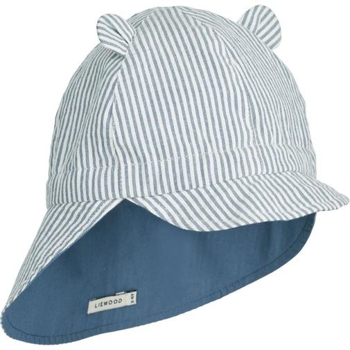 Liewood - Chapeau de soleil en lin Gorm - Y/D stripe: Blue wave/creme de la creme