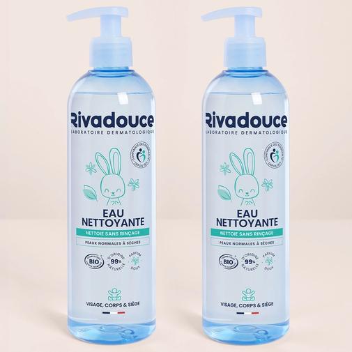 rivadouce - Lot Eau Nettoyante Bébé 2x500ml - Toilette & change - Peaux sensibles - Certifié bio et 99% d'ingrédients d'origine naturelle - Rivadouce