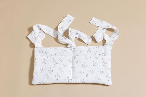Mon Lit Cabane - - Pochette de Rangement Lit - Fleurs de Coton - Blanc