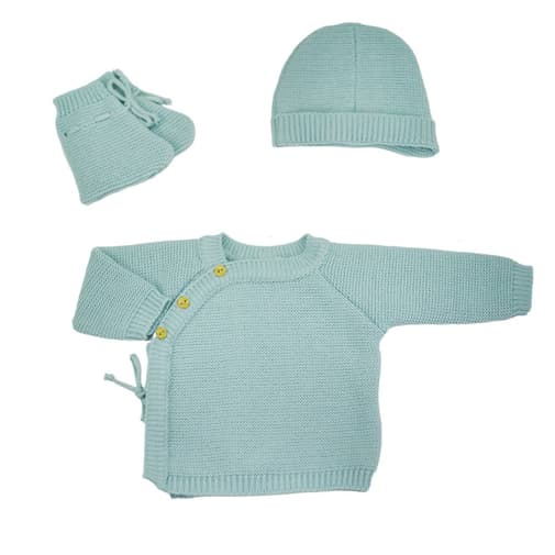 Trois Kilos Sept - Trousseau naissance bébé en maille vert - Trois Kilos Sept