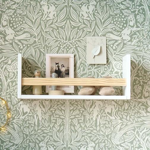 Petite Amélie - Petite Amélie | Étagère murale enfant | Bois et MDF | Blanc et Naturel | 40x12x16 cm | Rangement décoratif robuste pour chambre de bébé