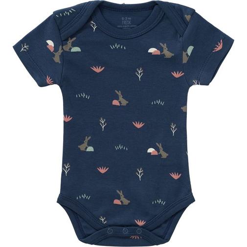 Fresk - Body manches courtes en coton bio Rabbit mood indigo (naissance : 50 cm)