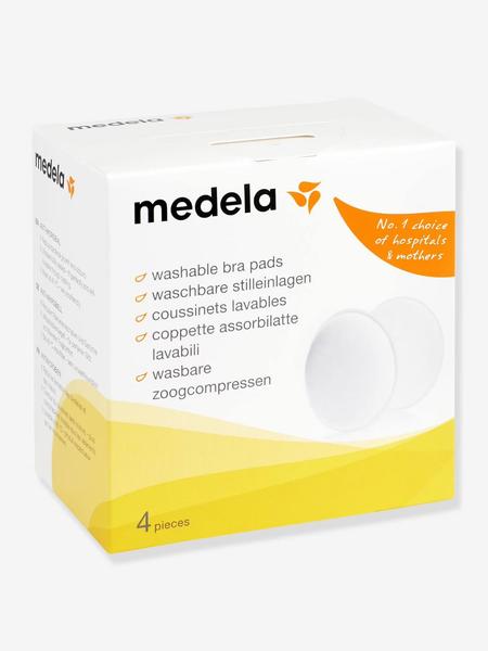 Medela - Boîte de 4 coussinets d'allaitement lavables Safe & Dry blanc