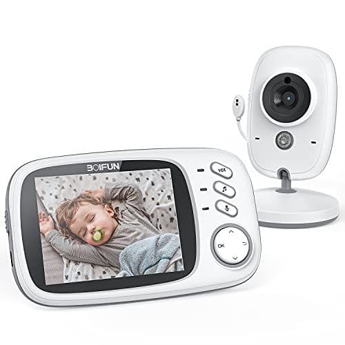 BOIFUN - BOIFUN 720P Babyphone Camera, 4”Écran IPS, Vision Nocturne Infrarouge Invisible, Zoom 3X, Détection de Température, VOX, Pas de WiFi (Mise À Jour De La Version)