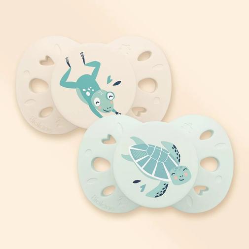 Biolane - Lot de 2 sucettes anatomiques animaux 0-6 mois / Vert