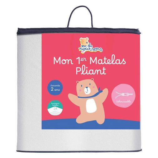 Les Noursons - Matelas Pliant Bébé De Voyage - Déhoussable Blanc