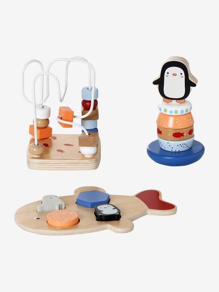 Vertbaudet - Coffret 3 jeux d'éveil BANQUISE en bois FSC® blanc