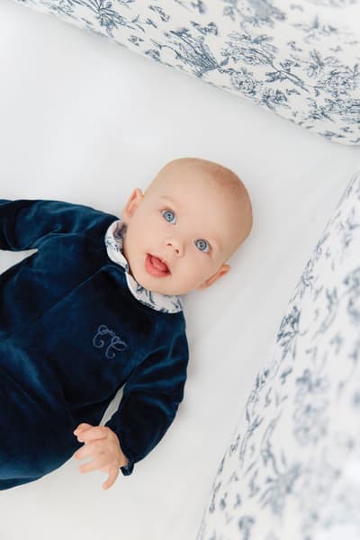 Tartine et Chocolat - Pyjama - Bleu velours imprimé inspiration toile de jouy fille | Tartine et Chocolat