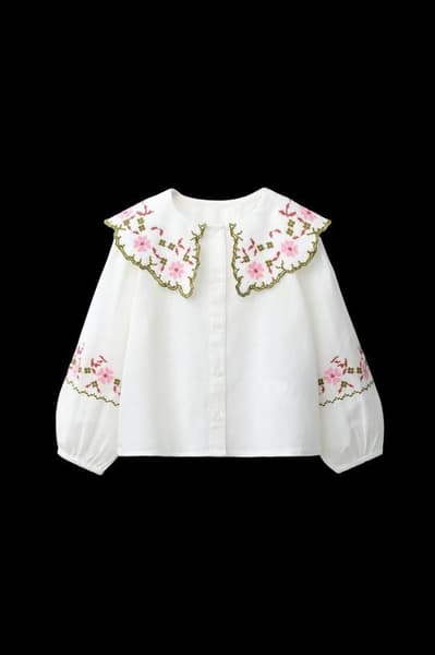 ZARA - CHEMISE BRODÉE AU POINT DE CROIX EN COTON ET LIN